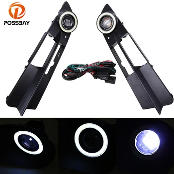 

POSSBAY LED Fog Lights White Angel Eyes Front Bumper Grille Grill Foglamp for BMW 5-Series E60 Sedan 2003-2007 Pre-facelift