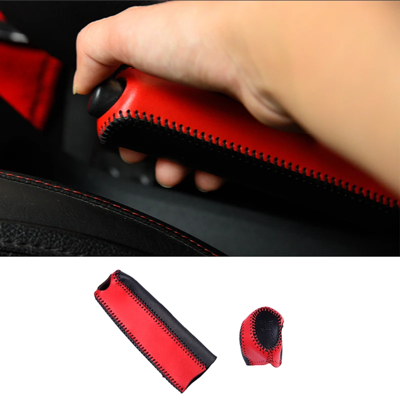 

Car Leather Handbrake Non-slip Cover Shift Lever Gear Head Protection Shell For Smart Fortwo 451 Interior Styling Accessories