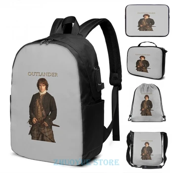 

Funny Graphic print Outlander Jamie Fraser(3) USB Charge Backpack men School bags Women bag Travel laptop bag