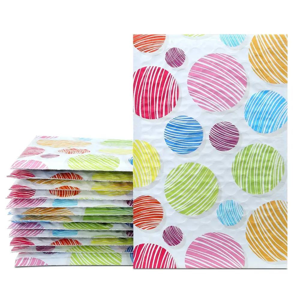 

10pcs Poly Bubble Mailers 175*230mm Bubble Envelopes colorful balls ice cream Pattern Bubble Lined Poly Mailer