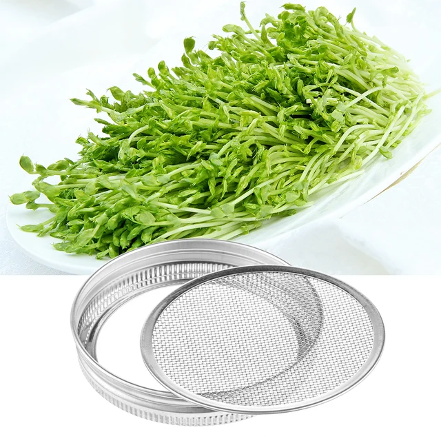 1Set Vetőmag Spruter Csírázási Burkolat Csírázó Kőműves Edénykészlet Tartókészlettel Rozsdamentes Acél Szűrőfedél Edény - Image 6