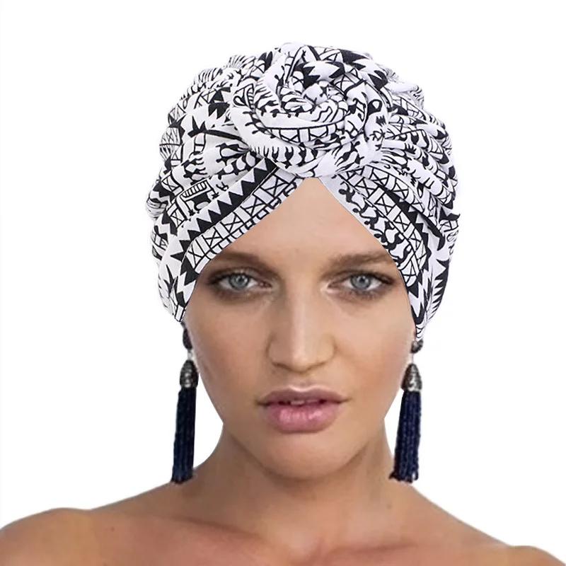 Turbante de algodón con nudo africano para mujer, Bandana cálida, gorro quimio, accesorios para el cabello, novedad - AliExpress