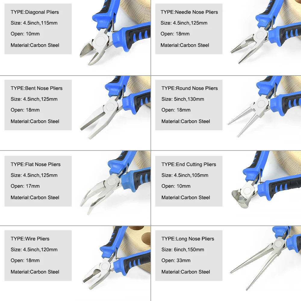 NEWACALOX 8PC Mini Pliers 4.5