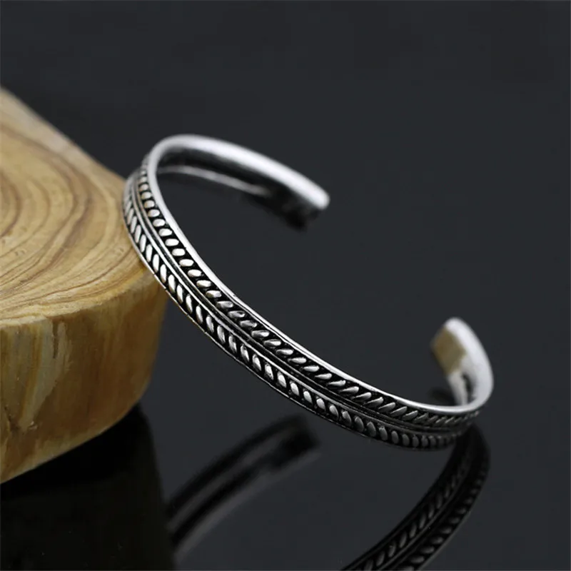 Bangle Bracelet Laurel Leaf Bracelet Woozu Silver Color Vintage Leaves Pattern Open Bracelet Bangle For Women Men