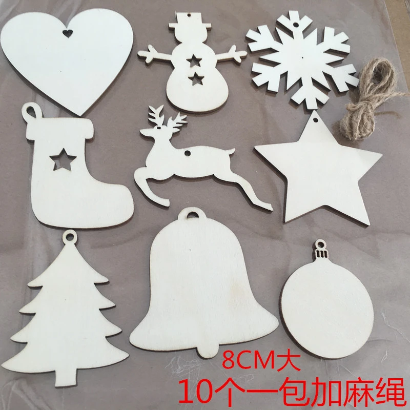 Artesanías de madera para pintar el de Navidad, adornos colgantes, recortes de madera sin decoración de Navidad, manualidades DIY, 10 piezas|Colgantes y en forma de gota| - AliExpress