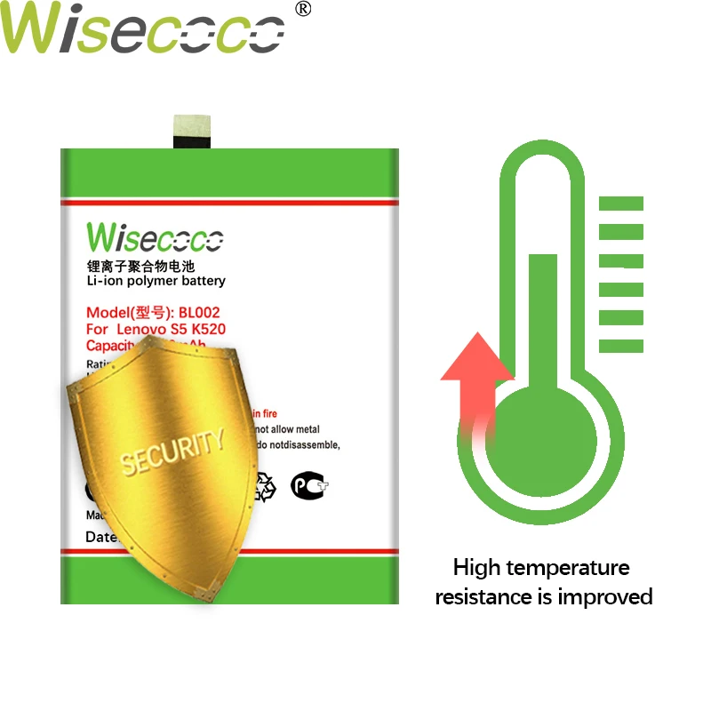 Аккумулятор WISECOCO BL002 3600 мАч для Lenovo S5 K520 K520T мобильный телефон в наличии новейшая