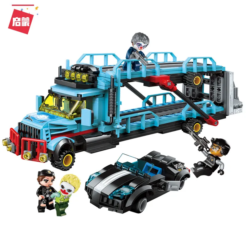 

Enlighten 1929 Building Block City Police Hunting Down Carrier Vehicle 4 Figures 441pcs MOC Educational Brick Toys For Children