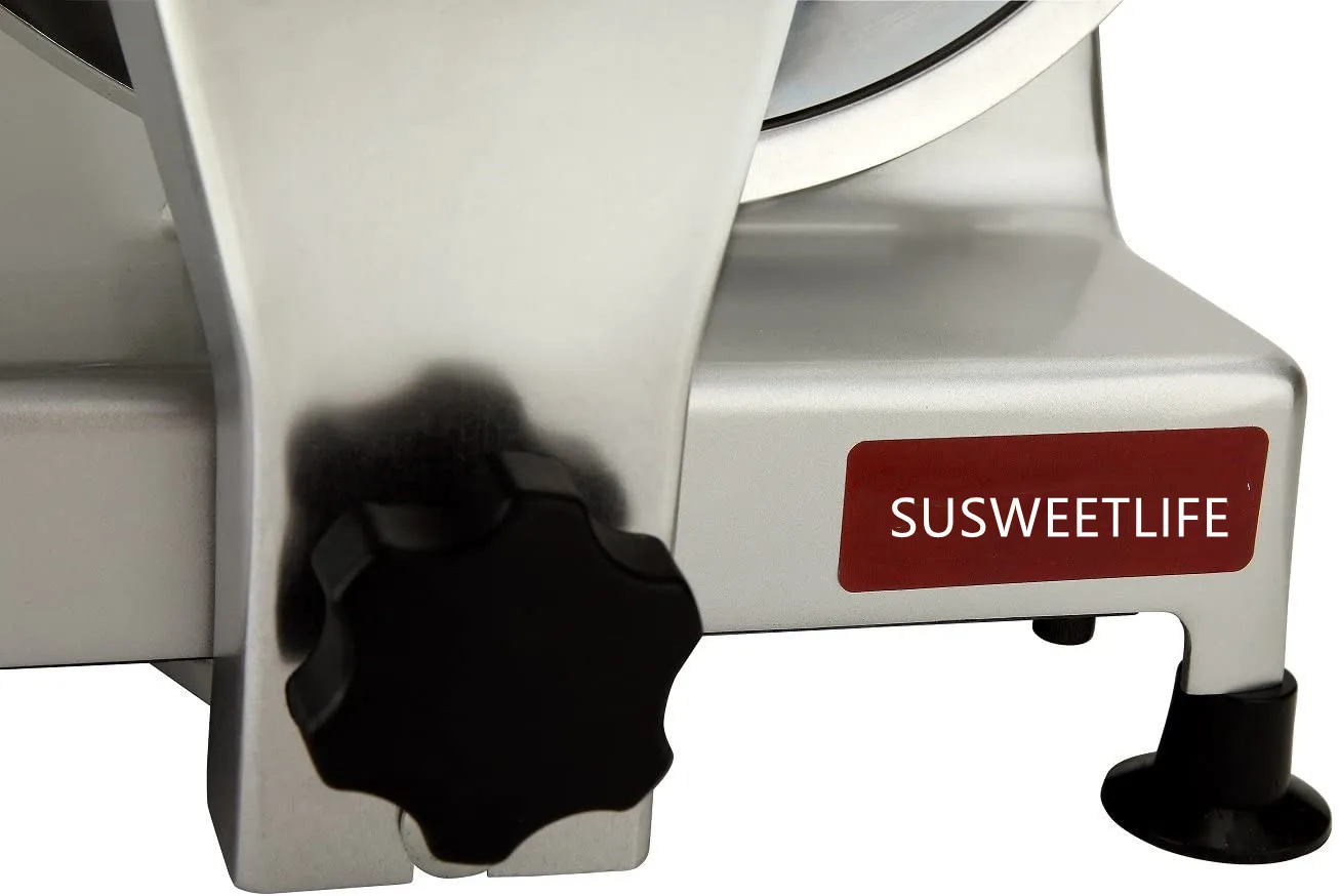 10" Chromium-plated Steel Blade Electric Deli Meat Cheese Food Slicer 240W for Commercial and Home Use