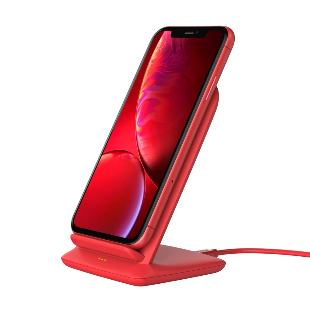 CHOETECH 10 Вт 2 катушки Беспроводное зарядное устройство для iPhone X XS 8 XR для samsung S8 S9 S10 быстрая Беспроводная зарядная станция зарядное устройство для телефона - Цвет: Red