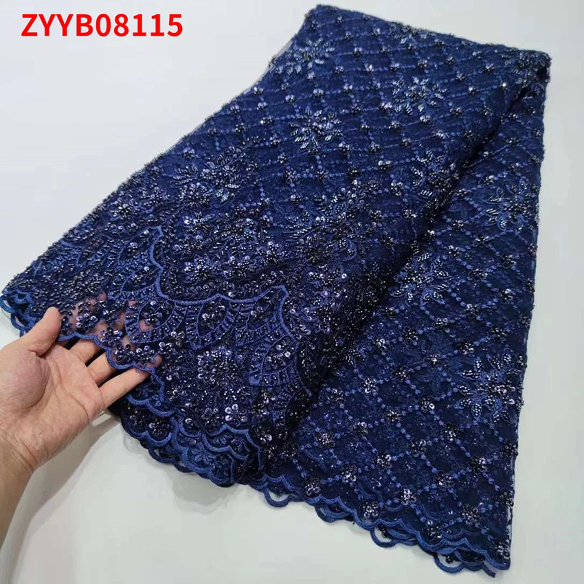 African French Lace Sewing Clothes Textiles Low Price Nigerian Tulle Mesh Beads Sequins Party Dress 5 Yards/Lot ZYYB08115 | Дом и сад