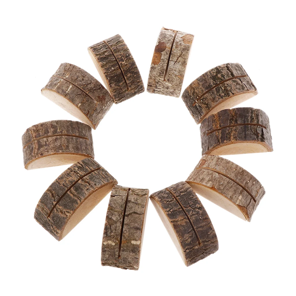 

10pcs Rustic Natural Wood Table Name Number Place Card Holder Memo Note Photo Picture Clip Decor Wedding Party Drop Ship Support