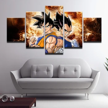 

Home Decoration Wall Art 5 Piece Canvas Print Painting Dragon Ball Poster Japan Anime Painting Wall Decor with Frame Living Room