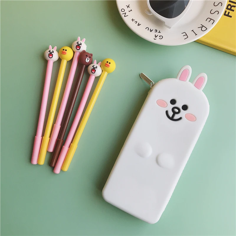 Kawaii Пенал 3D мультяшный Кот силиконовый большой пенал для детей школьные
