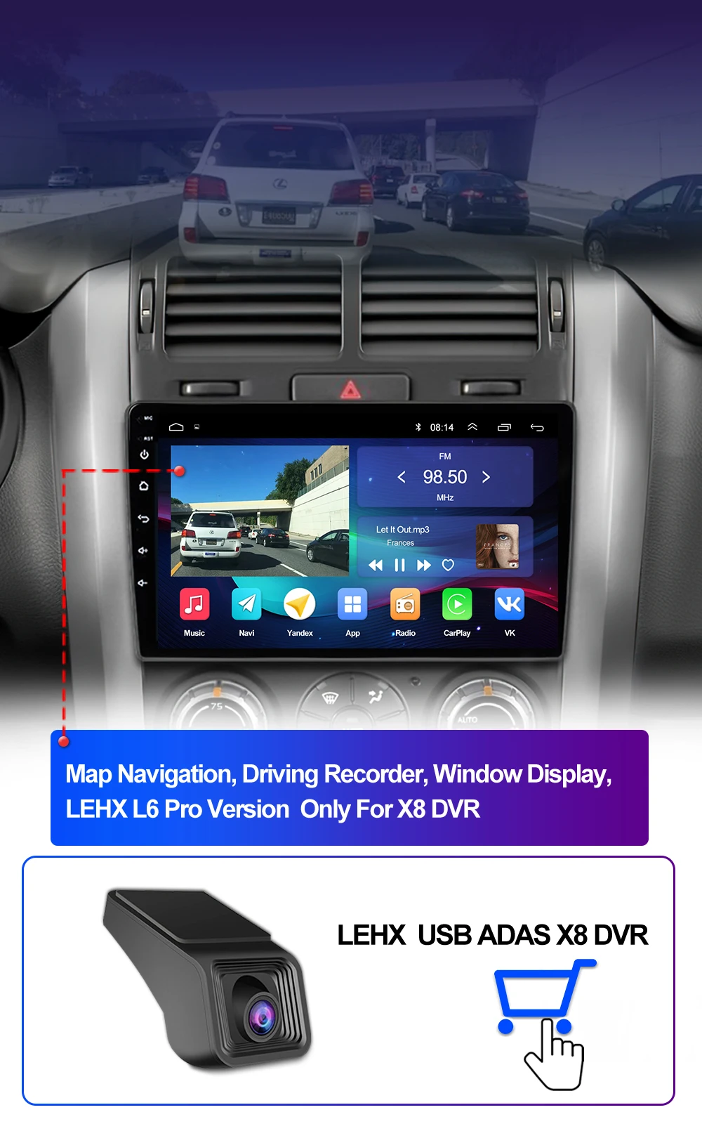 car with movie player LEHX L6Pro 2 DIN Android 10 Autoradio Car Radio Multimedia Video player For Suzuki Grand Vitara 3 2005 - 2015 Carplay gps dvd headrest blu ray player