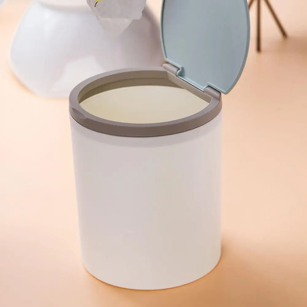 

Round Desktop Trash Bin Waste Bin Storage Bin Vertical Plastic Household Kitchen Daily Cleaning Tool