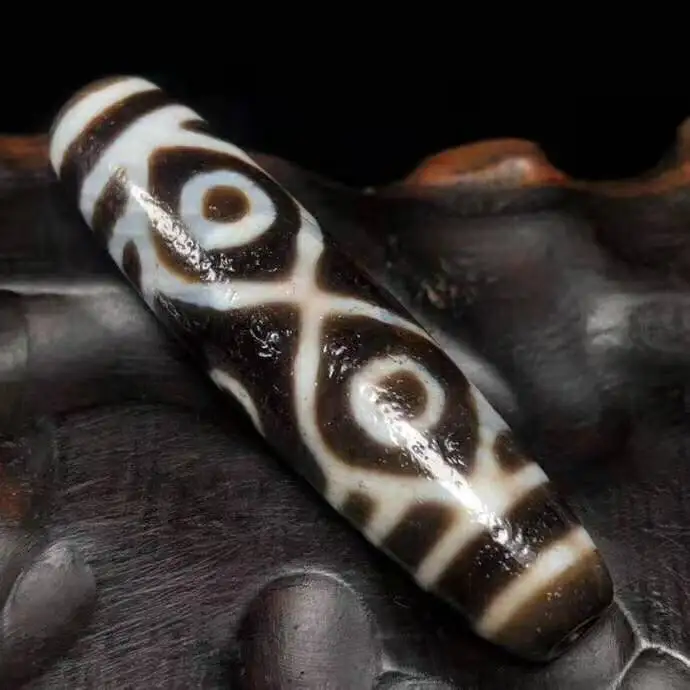 10101457 Tibet Pure 6 eyes DZI Oxide laye Old Agate Beads 14*57mm Old Beads Men&women Amulet Jewelry DIY Free Shipping