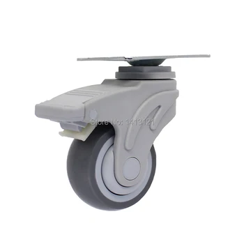 

3-inch flat plastic super synthetic rubber TPR medical bed caster with brake Ball Bearing wheel