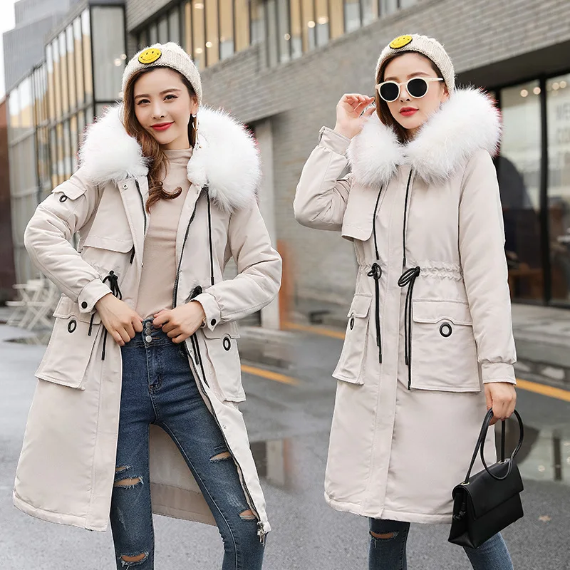 

2019 Winter New Style Korean-style Slim Fit Hooded Cotton Coat Women's Mid-length Thick Warm Cotton-padded Clothes Women's plus
