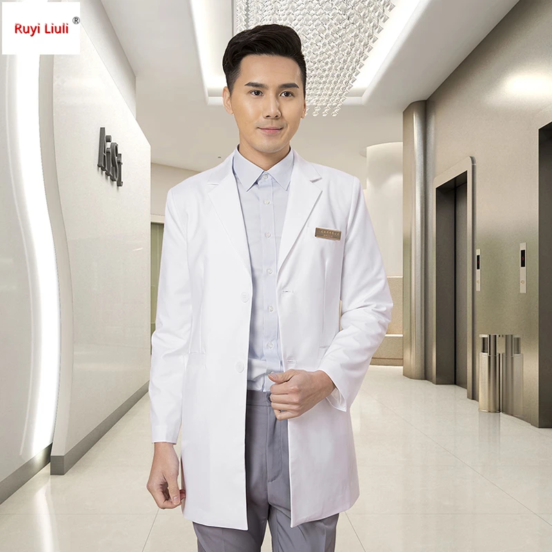 

Cosmetic plastic surgery hospital men and women doctors uniform dental stomatologist long sleeve white coat suit coat