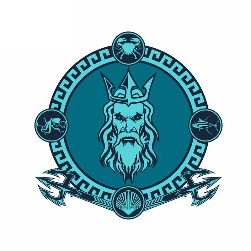 

Креативные наклейки 13 см X 12,9 см для греческого моря, Бога Poseidon наклейки с персонажами из мультфильмов, мотоцикла, фургона, автомобиля, прикуса, царапин, графика ноутбука