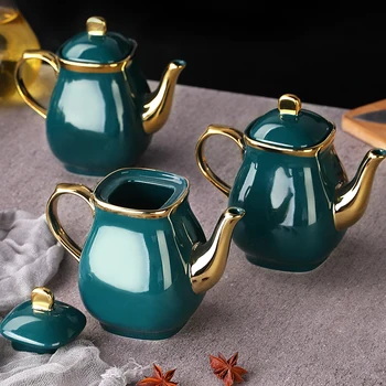 

Nordic Emerald Ceramic Small Oil Pot with Lid American Household Soy Sauce Vinegar Bottle Kitchen Accessories Leak-proof Oiltank