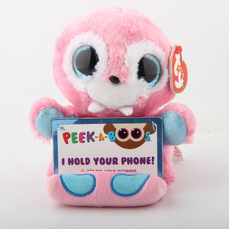 Ty Peek-A-Boo Phone Holder with Screen Cleaner Bottom Plush Stuffed Animal Toys Giraffe Owl Unicorn Elephant Bunny Doll - Цвет: P2