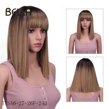 Белла прямые светлые синтетические кружевные парики с челкой для женщин боб парик 7 цветов доступны плеча Longth bobo прическа Косплей