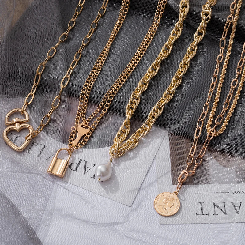 

Vintage Necklace on Neck Gold Chain Choker Necklace for Women Statement Multilayer Metal Party Necklace 2023 Trend Jewelry Gifts