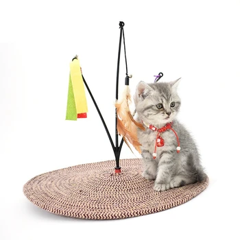 

00Kitten Cat Scratching Board Toy with Spring Mouse Scratch Pad Play Toy Scratcher With Ball Mouse Training Play Fun Supplies