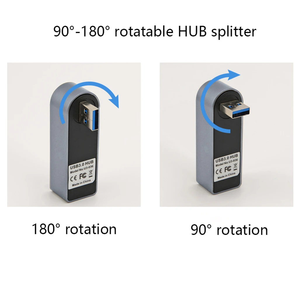 Алюминиевый сплав мини 3 порта USB 3,0 концентратор поворотный USB разветвитель адаптер для ПК ноутбука