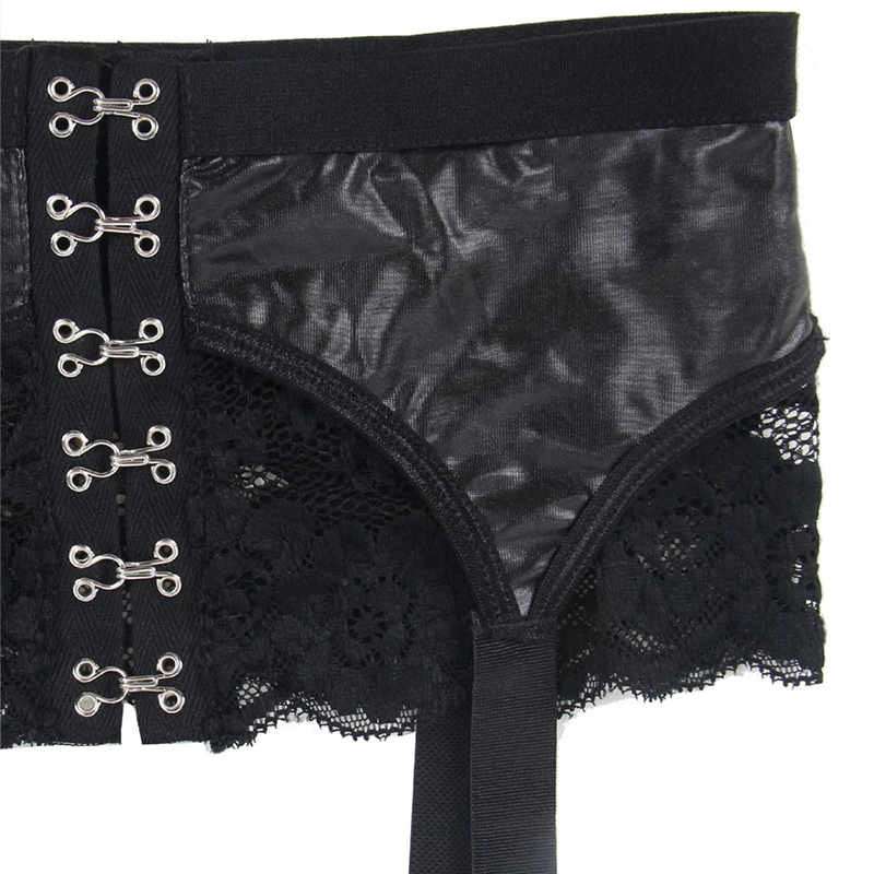 Portejarretelles noir XL(INTL ML) Jarretelles noires en faux cuir, Lingerie grande taille