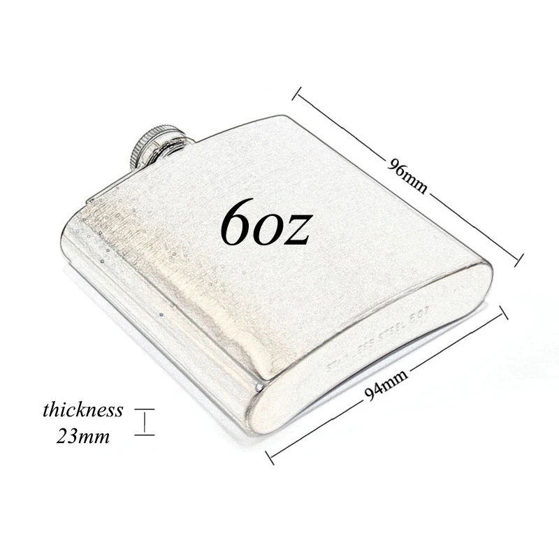 6oz Stainless Steel Hip Flask Matte Lacquer Pocket Flask Alcohol Whiskey Liquor Bottle Screw Cap Travel Portable Wine Cup