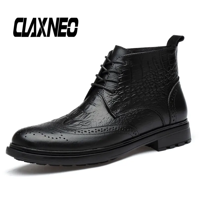 CLAXNEO мужские ботинки из натуральной кожи броги дизайнерские аллигаторские