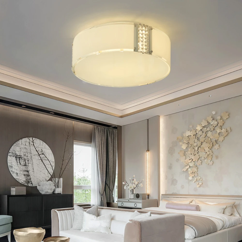 

Modern simple LED ceiling light fashion bedroom round glass living room study ceiling lamp balcony corridor home lighting