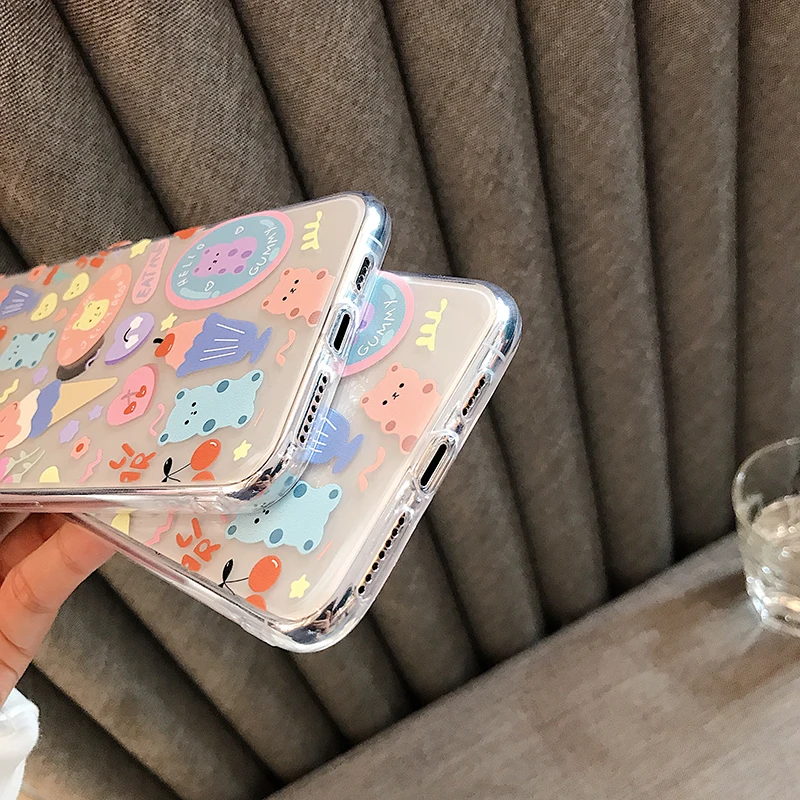 INS ice cream Cute bear soft phone Cases for Huawei P20 P30Lite Mate 20 30 Pro Nova 3 4 5Pro 5i Honor 8X 9X 10 20 V20 Y9