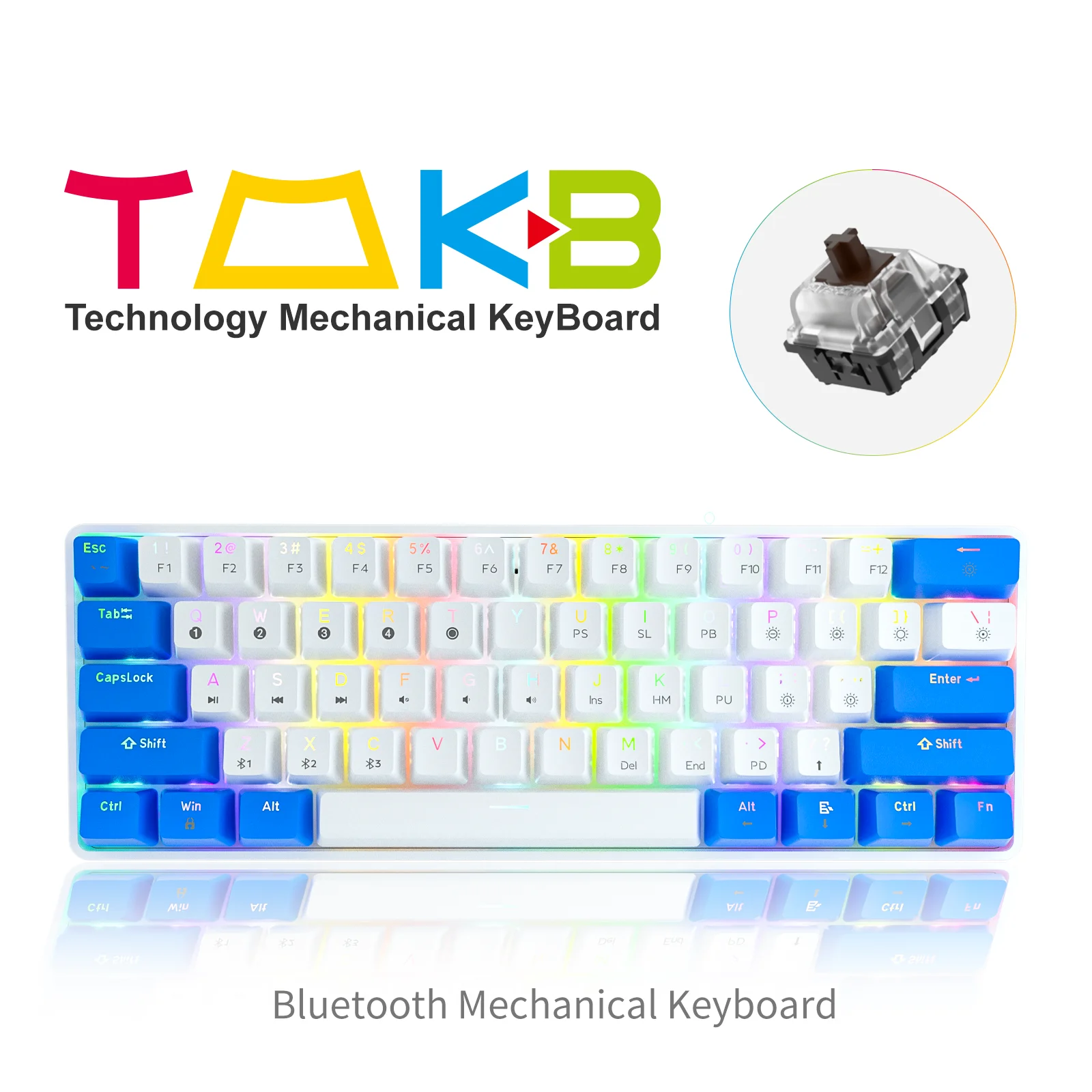 Механическая игровая мини-клавиатура TMKB GK61 Bluetooth 5.1 Type-C RGB популярная