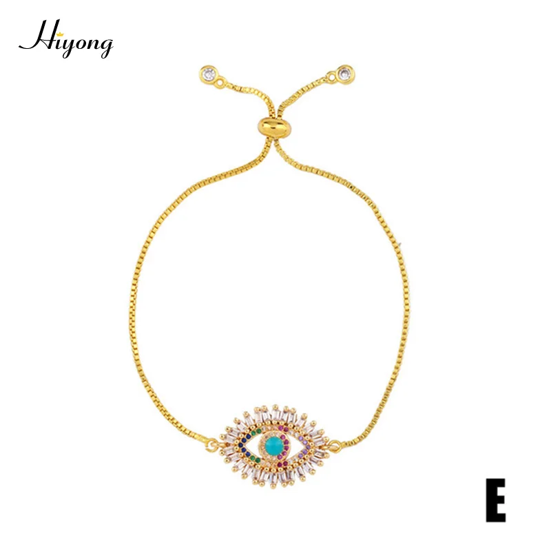 Evil Eye Bracelet Модный золотой браслет с кубическим цирконием, регулируемый Теннисный браслет от сглаза, роскошные радужные браслеты CZ, женский браслет, ювелирные изделия, подарки - Окраска металла: Evil Eye Bracelet