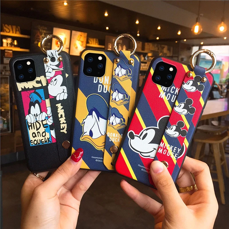 

Mobile phone case wrist strap lanyard bracket three-in-one suitable for Apple 11 embossed mate30 Mickey mobile phone case
