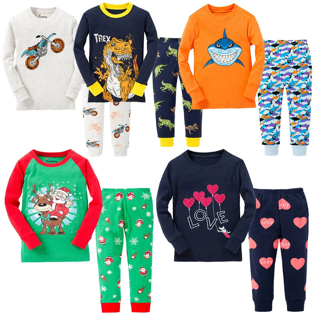 Long Sleeve Cotton Animal Cartoon Boys Kids Baby Children Pajamas Sets Girl Pajamas Children 2 3 4 5 6 7 8 Years cotton pajamas set