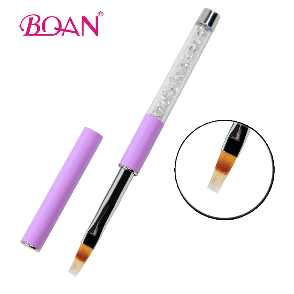 BQAN 50pcs/ lot UV Gel Nail Brushes Ombre Hair Acrylic Handle Transparent Rhinestones French Brush Manicure Art Tool | Красота и