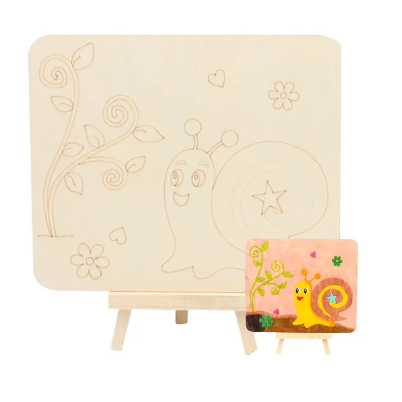 DIY деревянный пустой набор чертежных досок с табличкой для рисования Стенд Фото для справки художественные Развивающие игрушки для детей не содержит пигментов - Цвет: snails