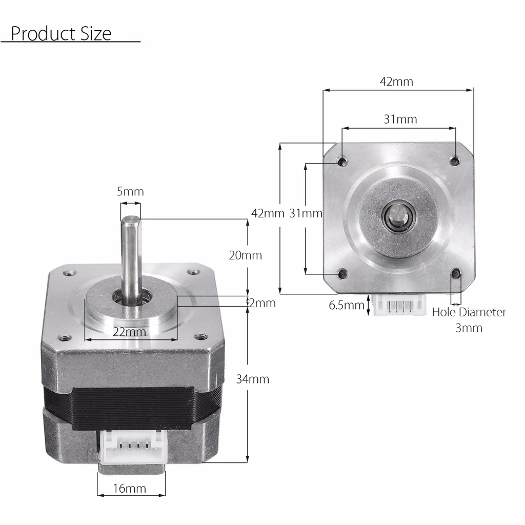 Nema 17 Bipolar Stepper Motor 28N.cm 0.4A 12V 4 Wire For CNC/3D Printer