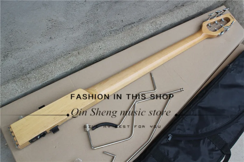 custom4 \ 5 струн мини-электрическая бас-гитара, бесшумная \ портативная \ дорожная бас, Кленовая шея, 9V сотовый ящик \ держатель батареи