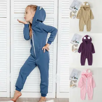 

Newborn Baby Girls 0-24M Cotton Romper Hooded Jumpsuit Autumn Clothes Outfits