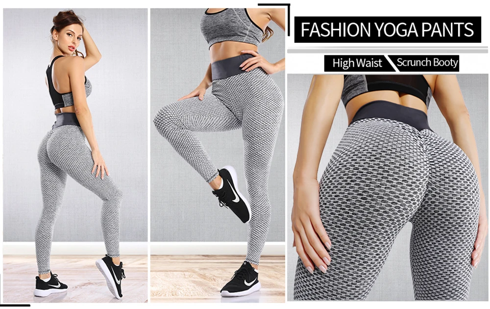 Mesh Sexy Yoga Pants Women High Waist Tummy Control Push Up Workout Leggings Gym Textured Booty Tights Quick Dry Fitness Pants