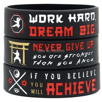 

300pcs Wide Martial Arts with Motivational Quotes wristbands silicone bracelets