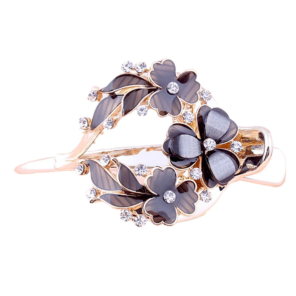 Lady Floral Hair Clip Zircon Casual Thick Hair Pin Clamp Crab Barrette Updo Tool Women Rhinestones Small Flower Hair clips
