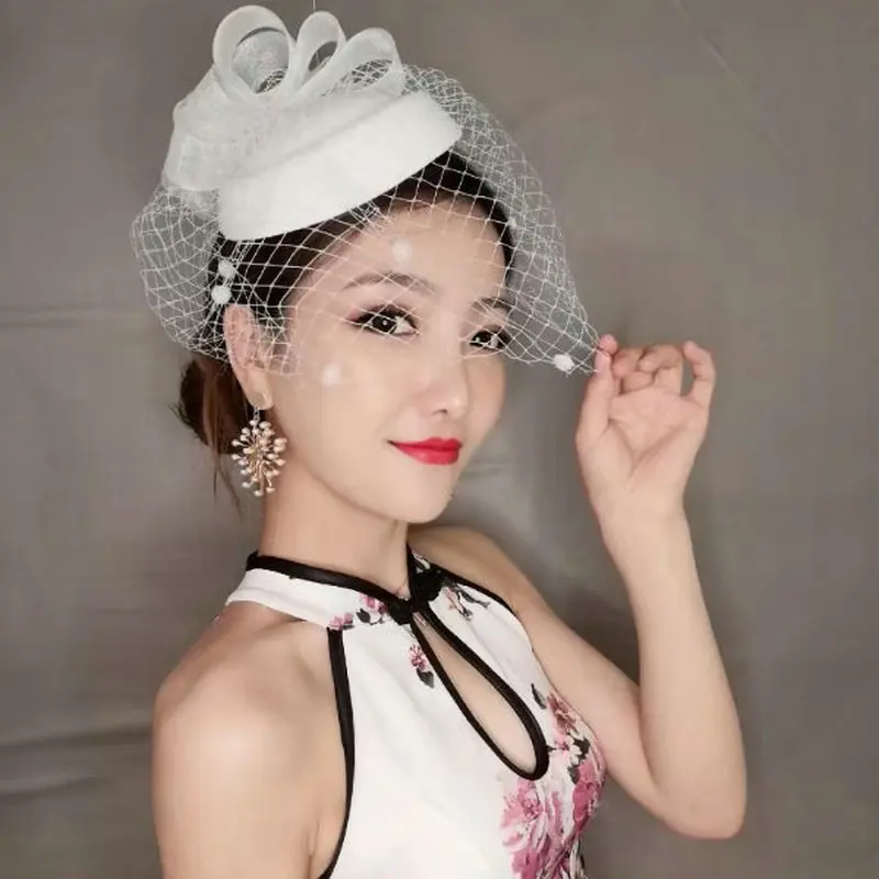 

Elegant Wedding Bridal Hats for Women Fascinators Vintage Black Wedding Hats 2020 Women Party Church Hair Accessories