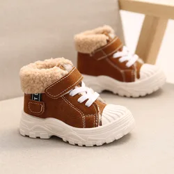 Bottes Martin chaudes pour enfants, chaussures en coton et velours épais, bottes courtes imperméables pour bébés garçons et filles, nouvelle collection hiver 