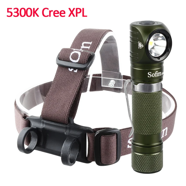 Sofirn SP40 LED Headlamp Cree XPL 1200lm 18650 USB Rechargeable Headlight 18350 Flashlight with Power Indicator Magnet Tail 5300K-Green